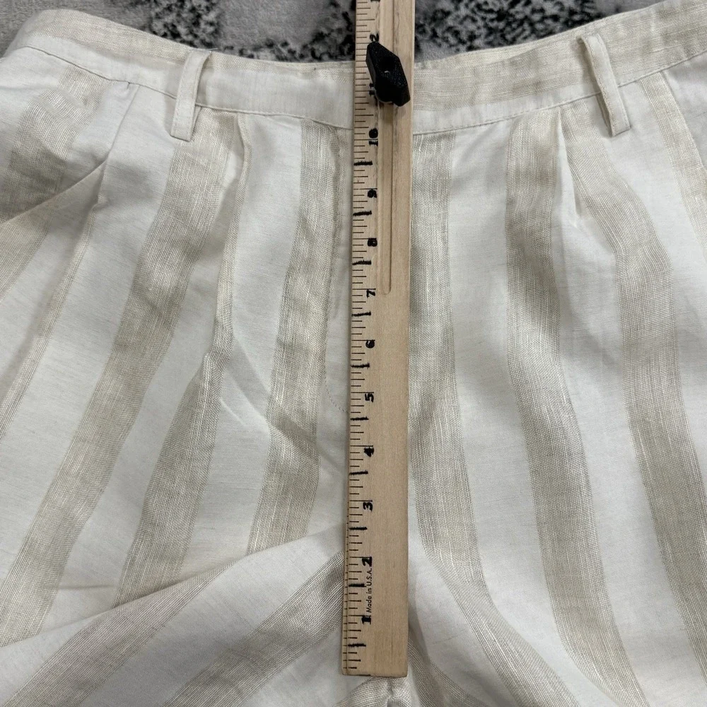 Who What Wear Linen Blend Pants Women 8 Wide Leg Cropped Striped Beige High Rise - Picture 5 of 14